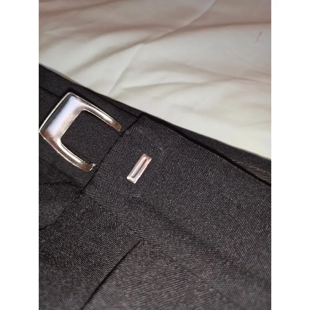 Jean Yves Men's Black Tuxedo Pants 40R Adjustable Metal Buckle Satin Stripe Y2K